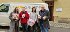 Spendenübergabe AWO Neustadt b. Coburg: Marlene Steiner, Raymond Beuschel (beide BAUR-Gruppe), Christine Elsner, Bernd Gärtner (AWO)