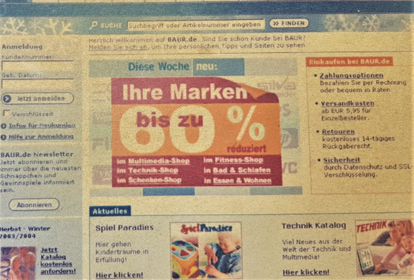 Blick zurück: So sah baur.de im Jahr 1999 aus